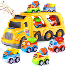 Load image into Gallery viewer, Bennol Construction Toy Trucks for 1 2 3 4 Year Old Boys, 5-in-1 Push and Go Toy Vehicle Carrier Truck with Light and Sound, Toddler Boys Toys Car for Boys Kids Aged 2+