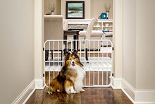 Load image into Gallery viewer, Carlson Pet Products Tuffy Metal Expandable Pet Gate, Includes Small Pet Door, 24 x 26-42 inch, Beige, Model:0624 DS