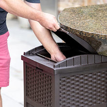 Load image into Gallery viewer, Suncast 33 Gallon Hideaway Can Resin Outdoor Trash with Lid Use in Backyard, Deck, or Patio, 33-Gallon, Brown