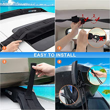 Load image into Gallery viewer, Novinter Soft Roof Rack Pads for Kayak/Canoe/Surfboard/SUP/Snowboard with 2 Tie Down Straps, 2 Tie Down Rope, 2 Quick Loop Strap, and Storage Bag