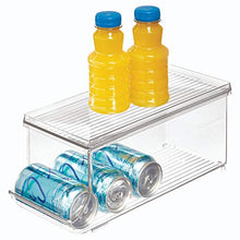 Load image into Gallery viewer, iDesign Plastic Beverage Fridge Organizer with Lid, Clear Plastic – 13.84” x 5.7” x 5.8” – Kitchen Storage Container with Versatile Design, Ideal for Pantry, Refrigerator or Cabinet Organization