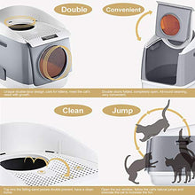 Load image into Gallery viewer, DADYPET Cat Litter Box, Hooded Kitty Litter Box Two-Door Top-Entry Front-Entry Self Cleaning Large Covered Litter Pan with Lid Scoop Gray