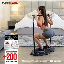 Load image into Gallery viewer, Fusion Motion Portable Gym with 8 Accessories Including Heavy Resistance Bands, Tricep Bar, Ab Roller Wheel, Pulleys and More - Full Body Workout Home Exercise Equipment to Build Muscle and Burn Fat