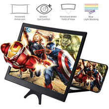 Load image into Gallery viewer, KYLIN 12" Cell Phone Screen Magnifier, Phone Screen Enlarger, Portable Universal Screen Amplifier for Cell Phone, HD Curved Screen Projector for Smartphone, with Foldable Phone Stand