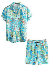 Load image into Gallery viewer, VATPAVE Mens Floral Hawaiian Shirts Short Sleeve Button Down Beach Shirts Suits Small Sky Blue