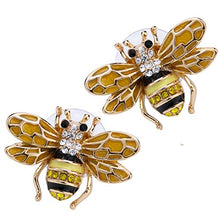 Load image into Gallery viewer, YACQ Honey Bee Stud Earrings Crystal Costume Jewelry for Women Teen Girls
