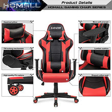 Load image into Gallery viewer, Homall Gaming Office High Back Computer PU Leather Desk PC Racing Executive Ergonomic Adjustable Swivel Task Chair with Headrest and Lumbar Support, Bk/Red