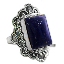 Load image into Gallery viewer, NOVICA Lapis Lazuli .925 Sterling Silver Cocktail Ring 'Starry Splendor'