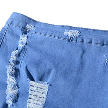 Load image into Gallery viewer, vanberfia Women's Casual Distressed Ripped Denim Short Skirt (JS20196011, XL)