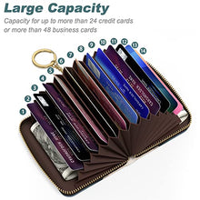 Load image into Gallery viewer, Nipichsha Credit Card Holder, Small RFID Card Wallet for Women, Slim Leather Card Holder Wallet, Credit Card Wallet Organizer, Pocket Business Card Case with Zipper & Keychain (Simple Abstract Art)