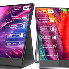 Load image into Gallery viewer, Portable Monitor Bundle - 4K 15.6 Inch Adobe 100% Touchscreen & FHD 1080P 15.8 Inch Second External Monitor for Laptop, MacBook, PS5, PS4, Xbox, Switch