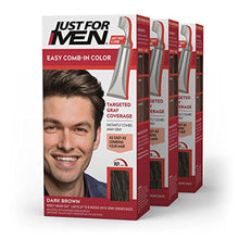 Load image into Gallery viewer, Just For Men Easy Comb-In Color (Formerly Autostop) Mens Hair Dye, Easy No Mix Application - Dark Brown, A-45, 3 Pack