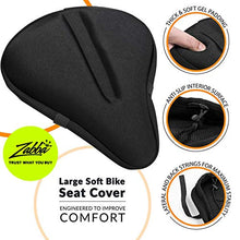 Load image into Gallery viewer, Bikeroo Large Exercise Bike Seat Cushion - Bicycle Wide Gel Soft Pad - Most Comfortable Bicycle Saddle Cover for Women and Men Bike Seat Gel Cover fits Cruiser and Stationary Bikes, Indoor Cycling