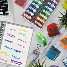 Load image into Gallery viewer, Bertiveny Teacher Stamps for Grading Classroom,Parent Signature Self-Inking Teacher Stamp Set School Supplies Stamps for Homework Reward with 8 pcs Teacher Supplies for Classroom Elementary(Rainbow)
