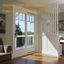 Load image into Gallery viewer, Mortise Style Reversible Sliding Patio Door Handle Set with Oak Wood Interior Handle and Exterior Pull in White Diecast Finish Fits 3-15/16” Screw Hole Spacing, Non-keyed with Latch Locks (White)