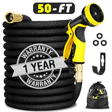 Load image into Gallery viewer, Garden Hose Expandable 50FT, Flexible Water Hose with Powerful Nozzle Spray, Car Wash Hose with Good Pressure, Expanding hose with 3/4“ Brass Connector, Hose with Metal 9 Function Spray Nozzle Storage