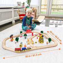 Load image into Gallery viewer, 60 Pcs Crane Train Set-Wooden Tracks & Exclusive Crane & Trains- Fits Thomas, Chuggington, Melissa- Gift Packed Toy Railway Kits- Kids Friendly Building Toy for 3+ Years Old Girls & Boys