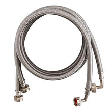 Load image into Gallery viewer, Eastman 41066 Stainless Steel Washing Machine Hose with Elbow, 6 Ft Length, Silver - 1 Pair