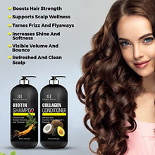 Load image into Gallery viewer, Botanic Hearth Biotin Shampoo and Conditioner with Collagen - Fights Hair Loss & Thinning with Korean Ginseng & Turmeric, Conditioner Promotes Hair Growth with Avocado and Coconut - 16 fl oz x 2