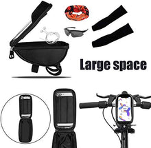 Load image into Gallery viewer, Bike Frame Bag,eletecpro Bike Phone Front Bag Bicycle Phone Mount Bag Waterproof Handlebar Bike Phone Case Holder Sensitive Touch Screen (Black)