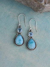 Load image into Gallery viewer, YoTreasure Larimar & Blue Topaz Solid Sterling Silver Designer Earrings