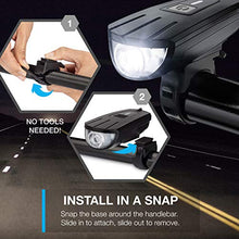 Load image into Gallery viewer, Vont 'Breeze' Bike Light Set, USB Rechargeable Bicycle Light, Instant Install, Fits All Bikes - 3 Modes, Bike Lights Front and Back Illumination - Waterproof, Lightweight, Durable