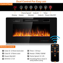 Load image into Gallery viewer, Tangkula 36 Inches Recessed Electric Fireplace, in-Wall & Wall Mounted Electric Heater with Adjustable Flame Color & Speed, Remote Control, Touch Screen, 750-1500W (36 Inches)