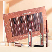 Load image into Gallery viewer, LANGMANNI 6 Matte Lipstick with 6 Lipliners Durable Lip Gloss Long-Lasting Non-Stick Cup Not Fade Waterproof High Pigmented Velvet Lipgloss Kit Beauty Cosmetics Makeup Gift for Girls(12PCS)