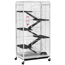 Load image into Gallery viewer, YAHEETECH Multi Levels Rolling Large Ribbit Bunny Cage - 52-inch Pet Ferret Chinchilla Squirrels Cage Small Animals Hutch w/ 3 Front Doors/Bowl/Water Bottle White