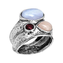 Load image into Gallery viewer, Silpada 'Willow Springs' Natural Moonstone, Agate, Garnet Ring in Sterling Silver, Size 10