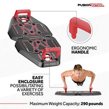 Load image into Gallery viewer, Fusion Motion Portable Gym with 8 Accessories Including Heavy Resistance Bands, Tricep Bar, Ab Roller Wheel, Pulleys and More - Full Body Workout Home Exercise Equipment to Build Muscle and Burn Fat