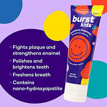 Load image into Gallery viewer, BURSTkids Strawberry Superstar Fluoride-Free Children’s Toothpaste, Nano-Hydroxyapatite, Safe, Effective, Gentle, Tasty Strawberry Toothpaste for Kids Ages 2+, Vegan, SLS & Gluten Free (4.0oz), 2 pack