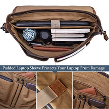 Load image into Gallery viewer, Mens Messenger Bag 15.6 Inch Waterproof Vintage Waxed Canvas Satchel Briefcase Shoulder Bag Retro Distressed Business Computer Laptop Leather Messenger Bag Brown