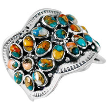 Load image into Gallery viewer, Turquoise Ring Sterling Silver 925 Genuine Gemstones Size 6 to 11 (Spiny Turquoise) (8)