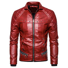 Load image into Gallery viewer, SPE969 Men's Zipper Removable Fur Collar Jacket,Leather Vintage Steam Pocket Punk Gothic Retro Coat Red