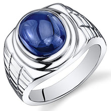 Load image into Gallery viewer, Peora Mens 8.00 Carats Created Sapphire Ring Sterling Silver Size 11
