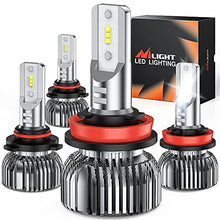 Load image into Gallery viewer, Nilight 9005 H11 LED Headlight Bulbs Kit, 350% Brightness, HB3 High Beam/ H11 Low Beam LED Bulbs Combo, 6000K Cool White, Mini Size, 4-Pack