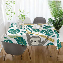Load image into Gallery viewer, ALAZA Cute Sloths Tropical Palm Leaves Tablecloth Fabric Table Cover Rectangle Tablecloth 60 x 120 inch