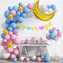 Load image into Gallery viewer, Gender Reveal Decorations - Pink and Blue Balloon Garland Arch Kit with 36''Gold Foil Moon&Stars Confetti Balloon Gender Reveal Banner for Gender Reveal Birthday Baby Shower Party Decorations Supplies