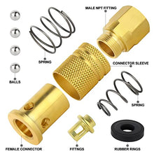 Load image into Gallery viewer, GASHER 1/4-Inch Brass Industrial Coupler,1/4 Inch NPT Threads Size, Quick Connect Air Coupler & Air Plug