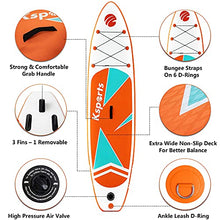 Load image into Gallery viewer, Ksports Inflatable Stand Up Paddle Board Orange 10.6ftⅹ32inⅹ6in, Quality SUP Accessories, Backpack, Waterproof Phone Bag. Wide Stance, Non-Slip Deck, Straps 6xD Rings for Superior Paddling Experience