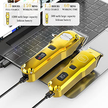 Load image into Gallery viewer, Hatteker Hair Clipper & Trimmer Set for Men IPX7 Waterproof Cordless Barber Clipper for Hair Cutting Kit with T-Blade Trimmer Beard Trimmer Kids Clipper Professional USB Rechargeable (Gold)