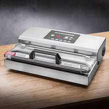 Load image into Gallery viewer, Avid Armor Vacuum Sealer Machine - A100 Stainless Construction, Clear Lid, Commercial Double Piston Pump Heavy Duty 12" Wide Seal Bar Built in Cooling Fan Includes 30 Pre-cut Bags and Accessory Hose