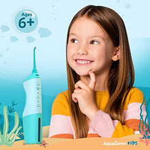 Load image into Gallery viewer, AquaSonic Kids' Water Flosser for Ages 6+ | Standard Nozzle, Orthodontic Nozzle & Waterproof Stickers | 4 Flossing Modes | Aquarium Adventures Theme