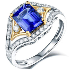 Load image into Gallery viewer, Beyond jewelry AAAA+ Genuine Tanzanite Engagement Wedding Ring with Diamonds in 14K White Gold Women's Band Gifts for Woman