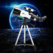 Load image into Gallery viewer, 70mm Aperture 400mm AZ Mount Astronomical Refractor Telescope, Good Gift for Observe The Moon and Landscape - Portable Travel Scope with Backpack