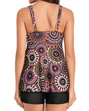 Load image into Gallery viewer, Yonique Women 2 Piece Flowy Tankini Swimsuits with Boyshorts V Neck Swim Tank Tops Bathing Suits Modest Swimwear Mandala XXL