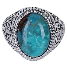 Load image into Gallery viewer, NOVICA Reconstituted Turquoise .925 Sterling Silver Cocktail Ring, Radiant Blue Beauty'