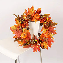Load image into Gallery viewer, wonuu Fall Wreaths for Front Door 22 Inch Home Wall Decor Handcrafted Boxwood Base for Halloween Thanksgiving Day Autumn