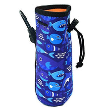 Load image into Gallery viewer, Orchidtent Water Bottle Sleeve, Protable Neoprene Insulated Water Bottle Cooler Cooler Carrier Cover Sleeve Tote Bag Pouch Holder Strap for Kid Children Women MEN Biker (Blue Shark)
